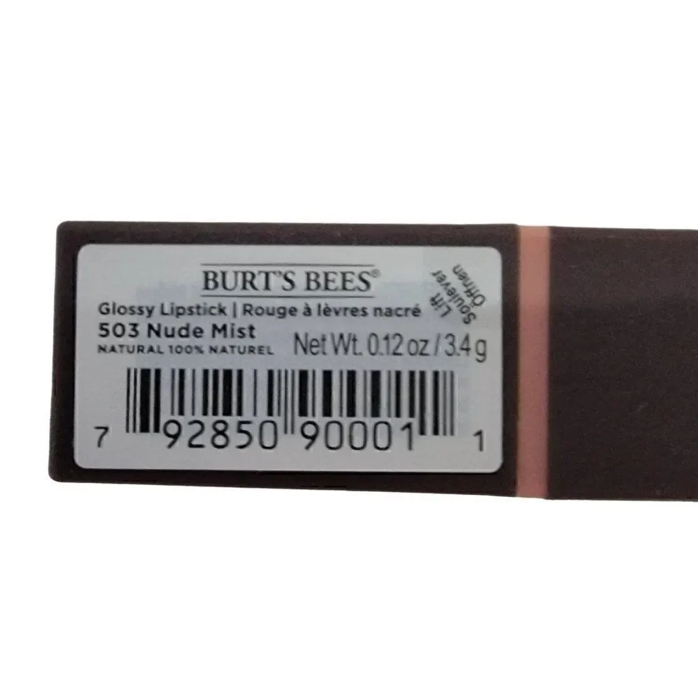 Burts Bees 100% Natural Glossy Lipstick, Nude Mist - 2 Tubes